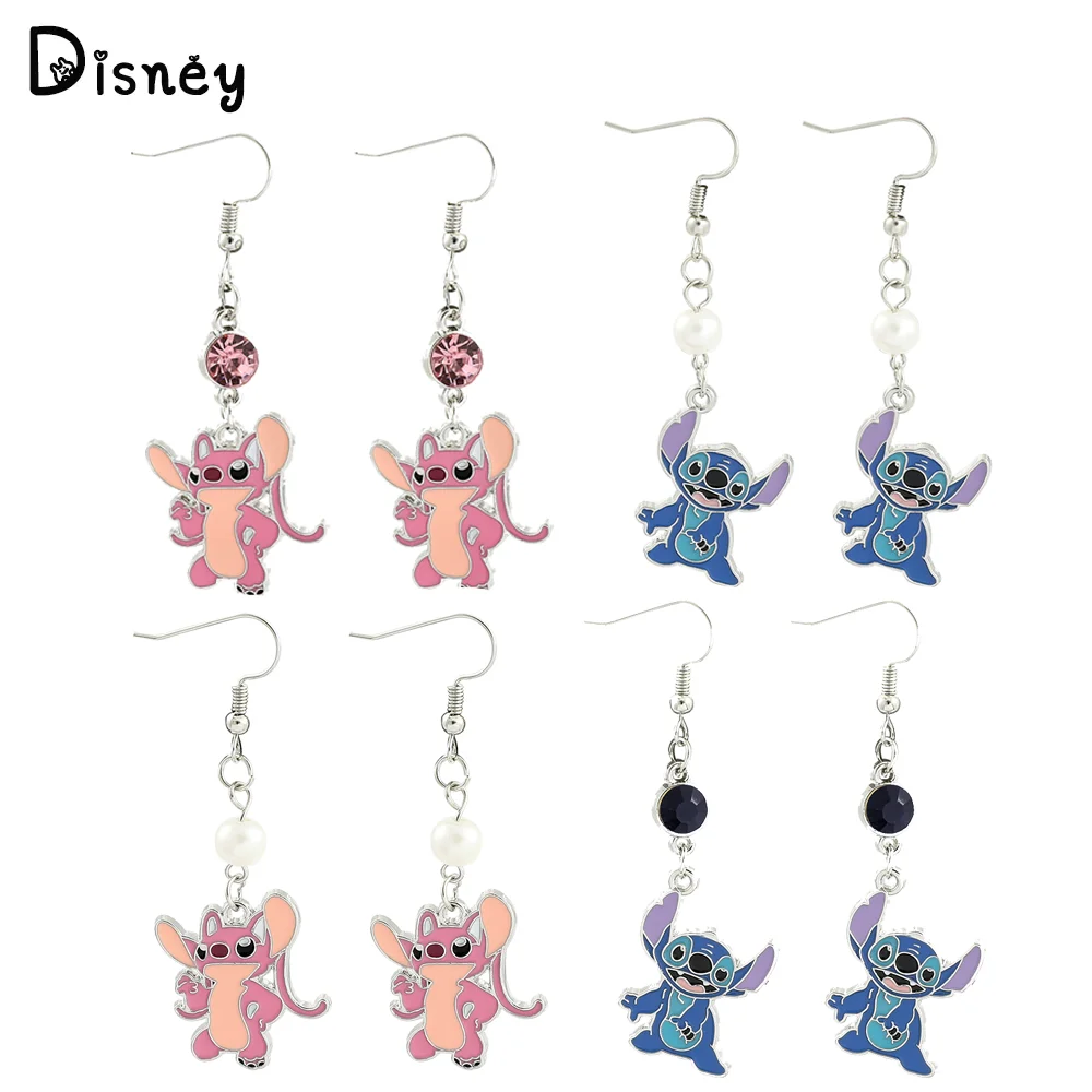 Disney Stitch Crystal Enamel Pendant Earrings Movie Lilo & Stitch Ear Studs Earrings for Women Party Jewelry Accessories Gifts