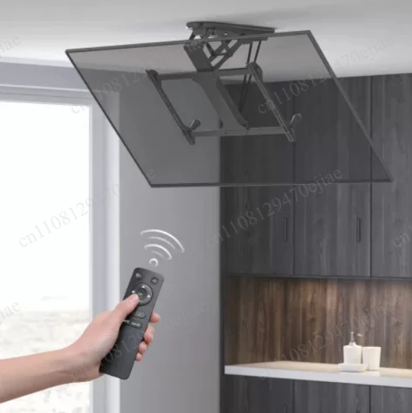 LUMI Motorized TV Ceiling Mount, Electric Flip Down Retractable Bracket with Remote Control, for Flat & Pitched Roof