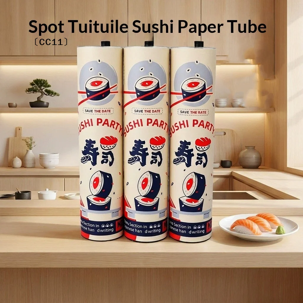 Round Sushi Push Box Wich Sauce Straw Food Grade Sushi Mold Cone Push Up Paper Bucket Package Paper Box Bento Accessories〔CC11〕