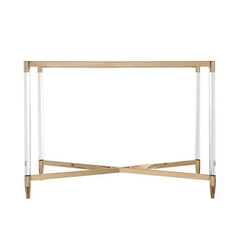 Luxury acrylic dining table with practical design, gold stainless steel furniture, living room, household, hotel use