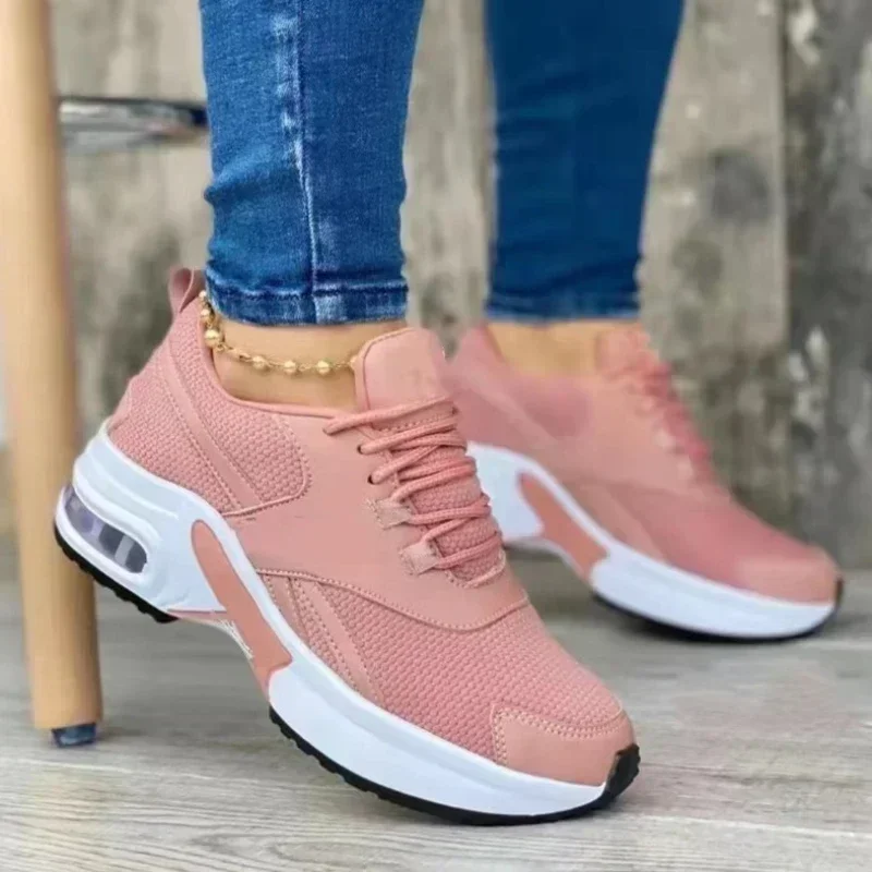 Zapatillas de deporte de lona para mujer, zapatos deportivos con plataforma, calados, novedad, de lujo