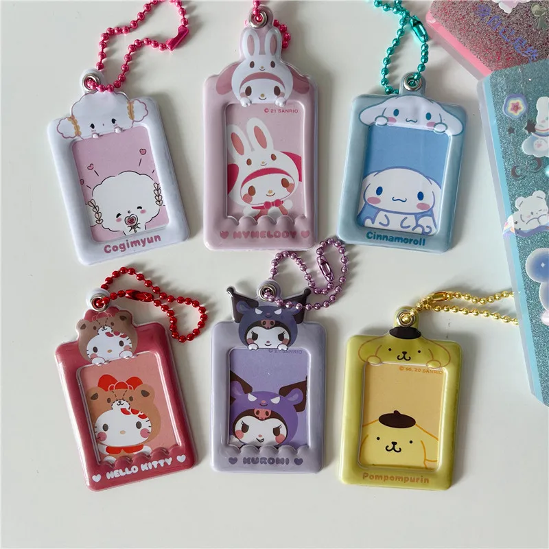 Étui de protection pour téléphone portable, sac de protection pour téléphone, porte-clés de voiture, Kawaii Sanrios, Sweet Korean ID Photo, Kuromi