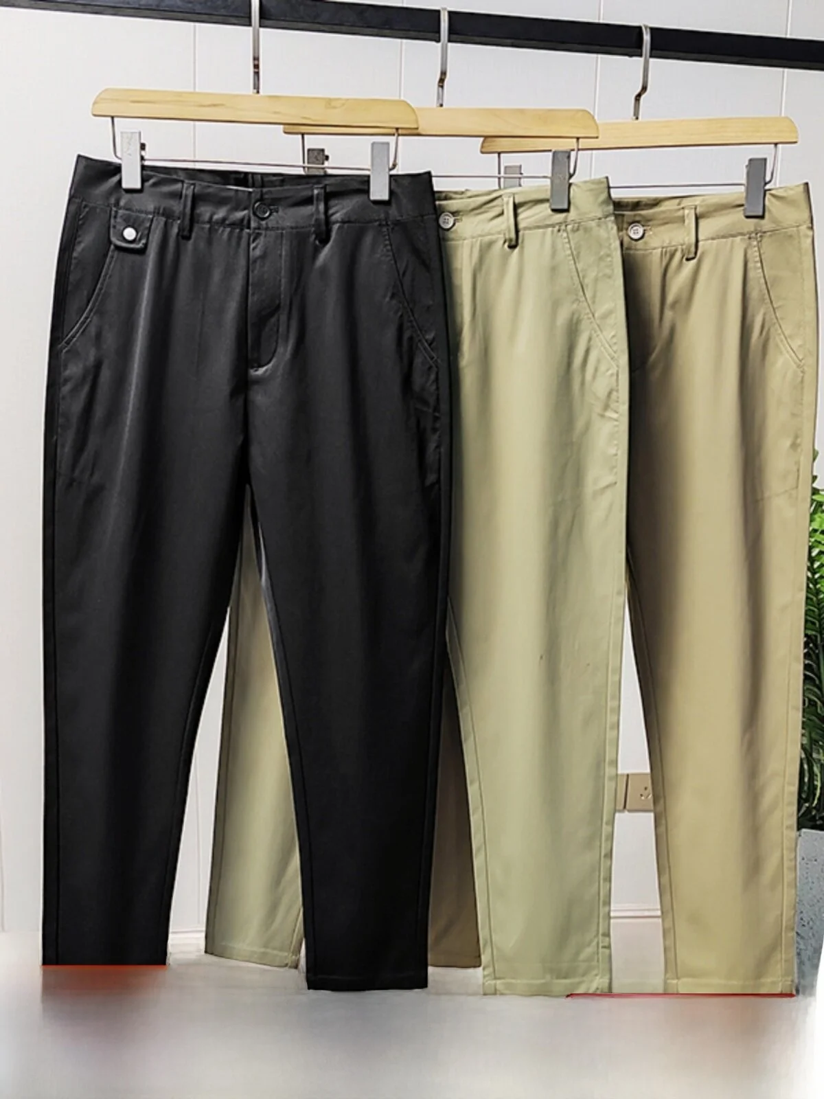 High-End Reputation Straight Leg Casual Pants for Men Pure Color Versatile Commuter Fashionable Urban Style Long Trousers