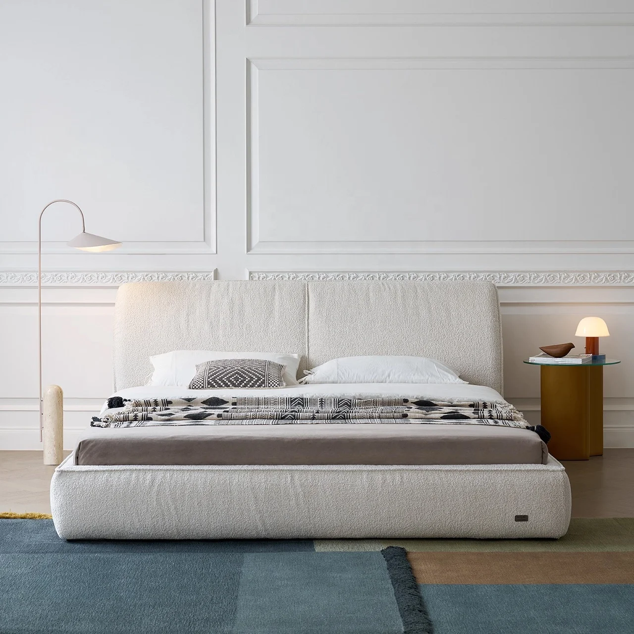 # Nordic Modern Luxury Cream Sherpa Large Size Master Bedroom Bed 1.5 1.8 Meters Modular Apartment Villa Double Soft Bed