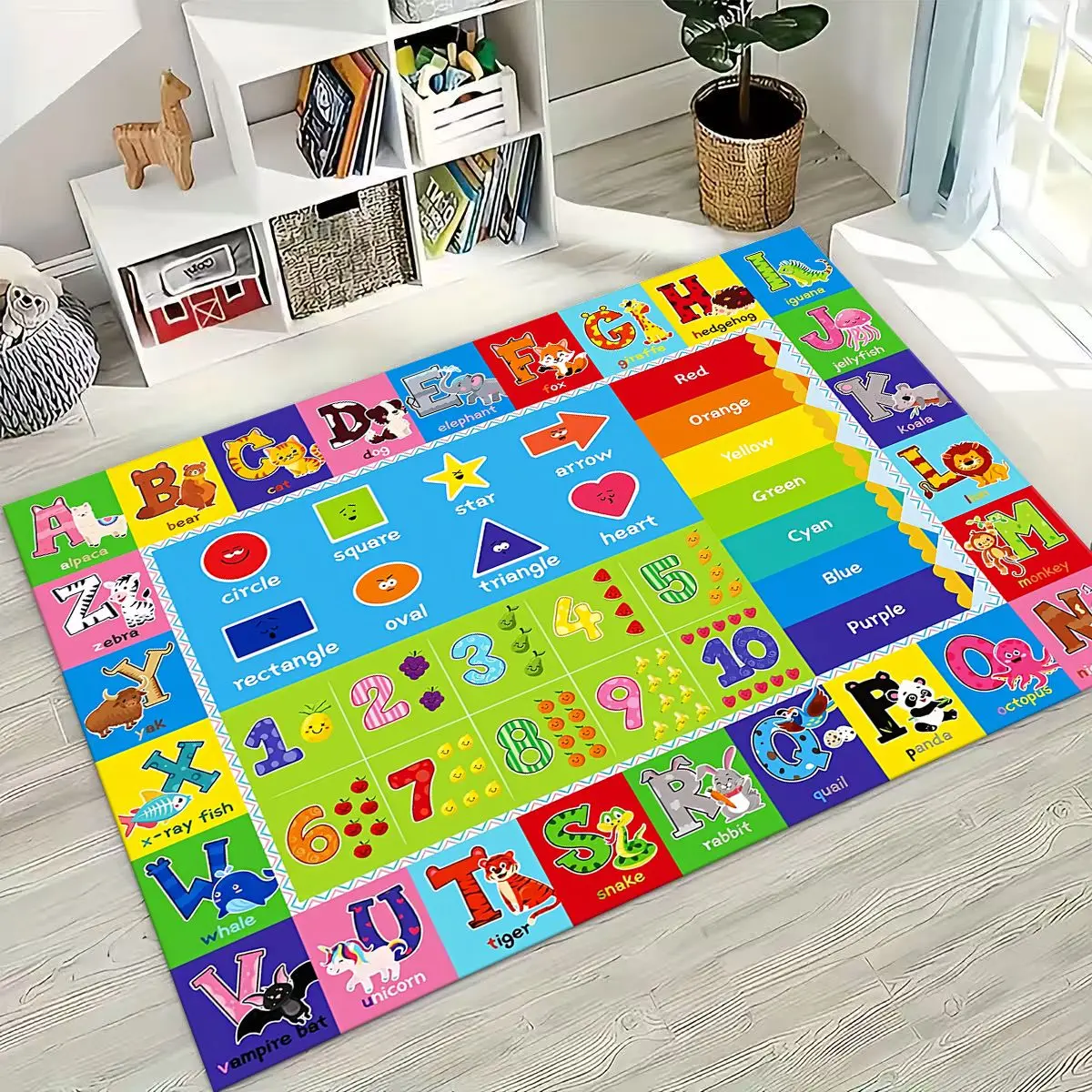 ABC الحيوان الأبجدية الكرتون التعليم المبكر الأطفال الزحف غرفة اللعب البساط لغرفة النوم غرفة المعيشة أريكة ممسحة ديكور ، عدم الانزلاق
