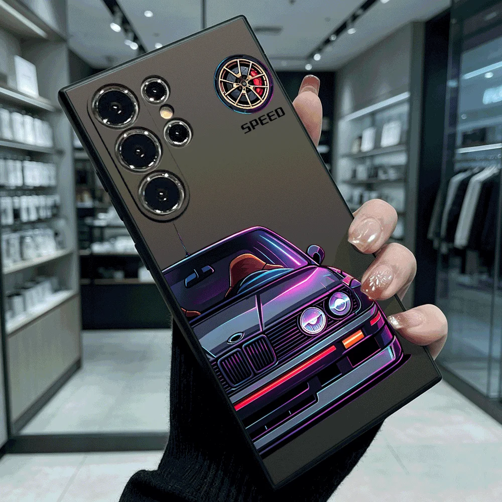 Neon Retro Sportwagen Stoßfeste Weiche TPU Rückseite Hülle Für Samsung S22 S23 S24 S25 S26 Ultra A16 A35 A55 Anti-Sturz-Schutzhülle