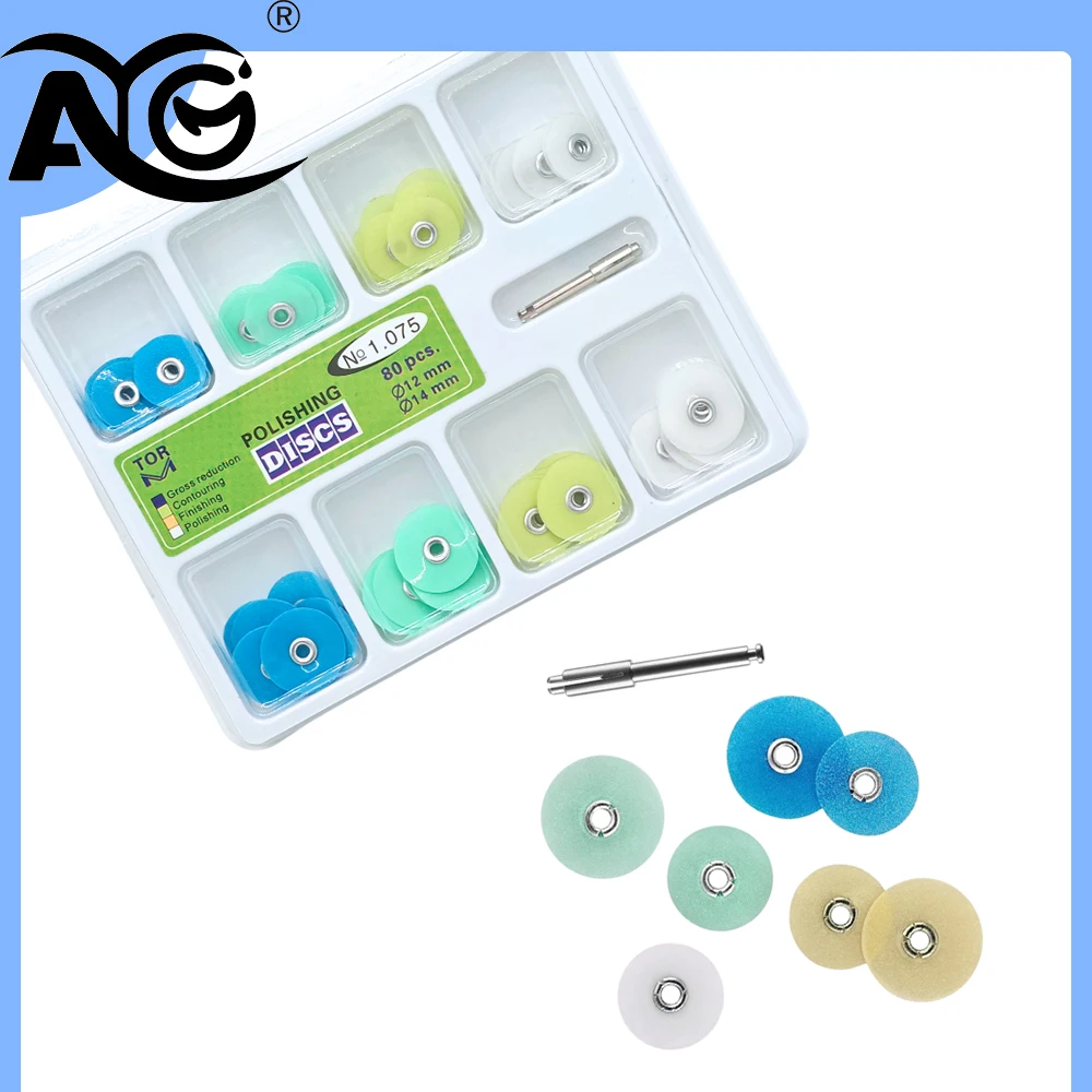

AG 80pcs Dental Composite Polishing Disc Gross Reduction Contouring Mandrel Stripes for Ceramics and Glass Ionomer Restorations