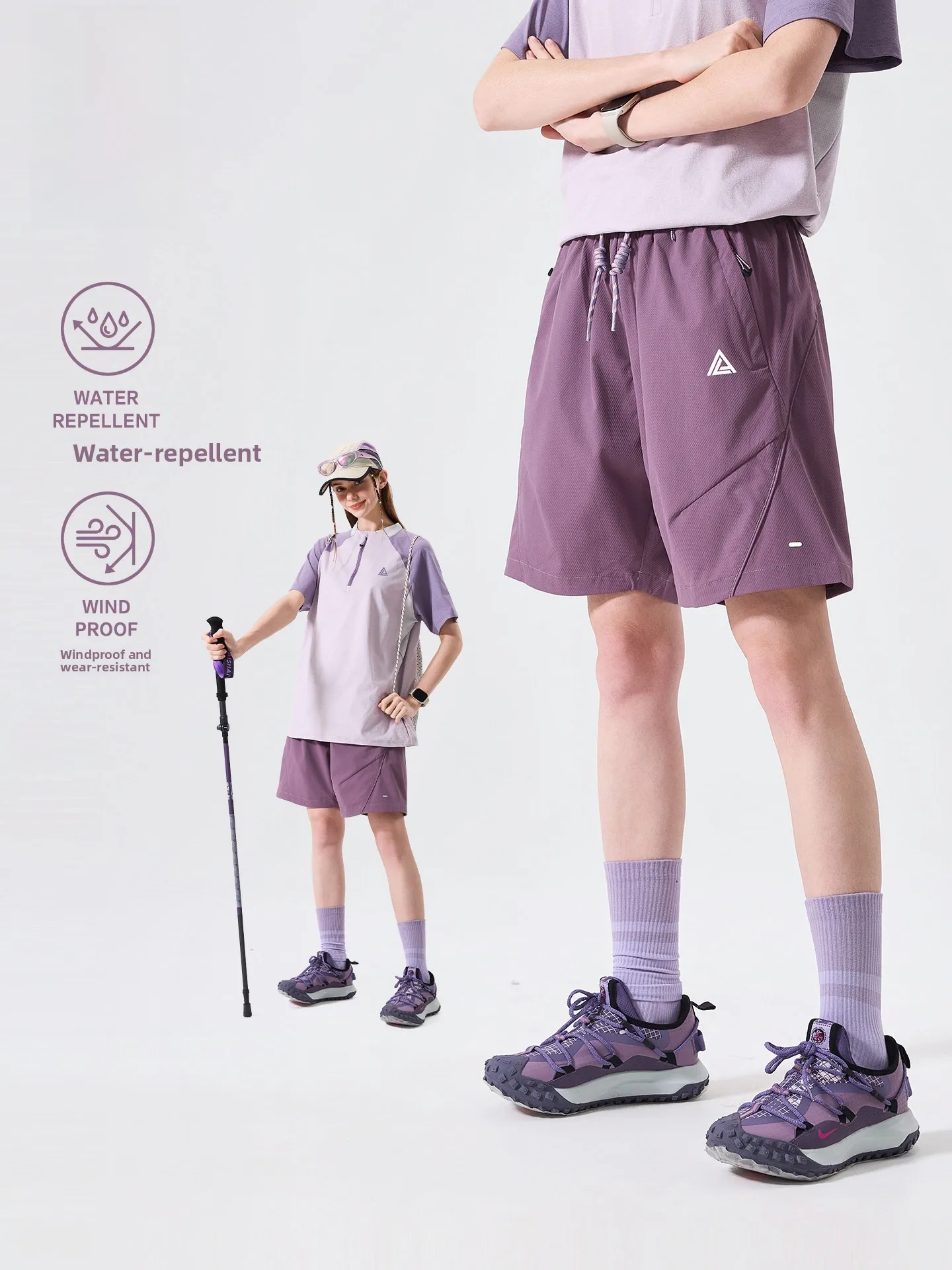 LAZY DAY Outdoor Quick Dry Function Wind Shorts Women Summer Wear Resistant Sports Hiking Casual Five-Quarter Length Pants