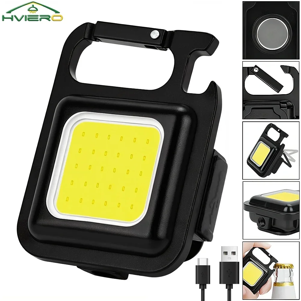 

Portable Keychain Light Mini Multifunctional Camping Flashlight USB Rechargeable Work LED Bright COB Pocket Clip Lantern 1-10Pcs