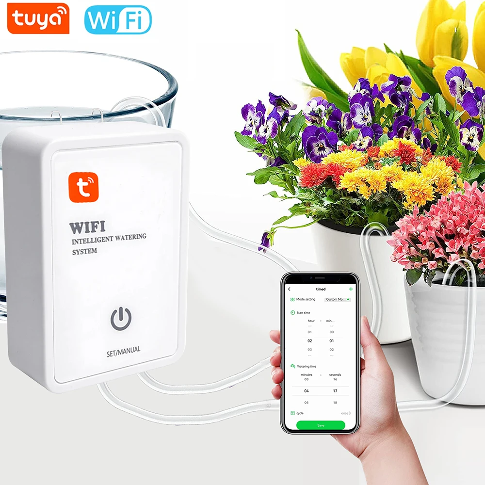 

Tuya WIFI Smart Watering Device Irrigation of Garden flowers and plants Automatic Watering Device Smart Life Control Garden Tool