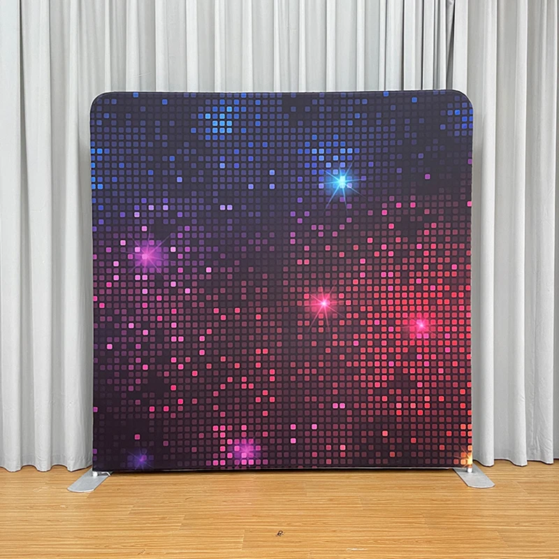 Custom exhibition pillowcase background display, double-sided photo booth banner with aluminum frame tension fabric
