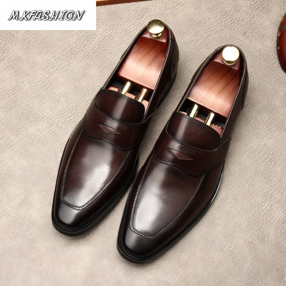 New Summer Men Loafers Fashion Genuine Leather Business Casual Slip on Shoes