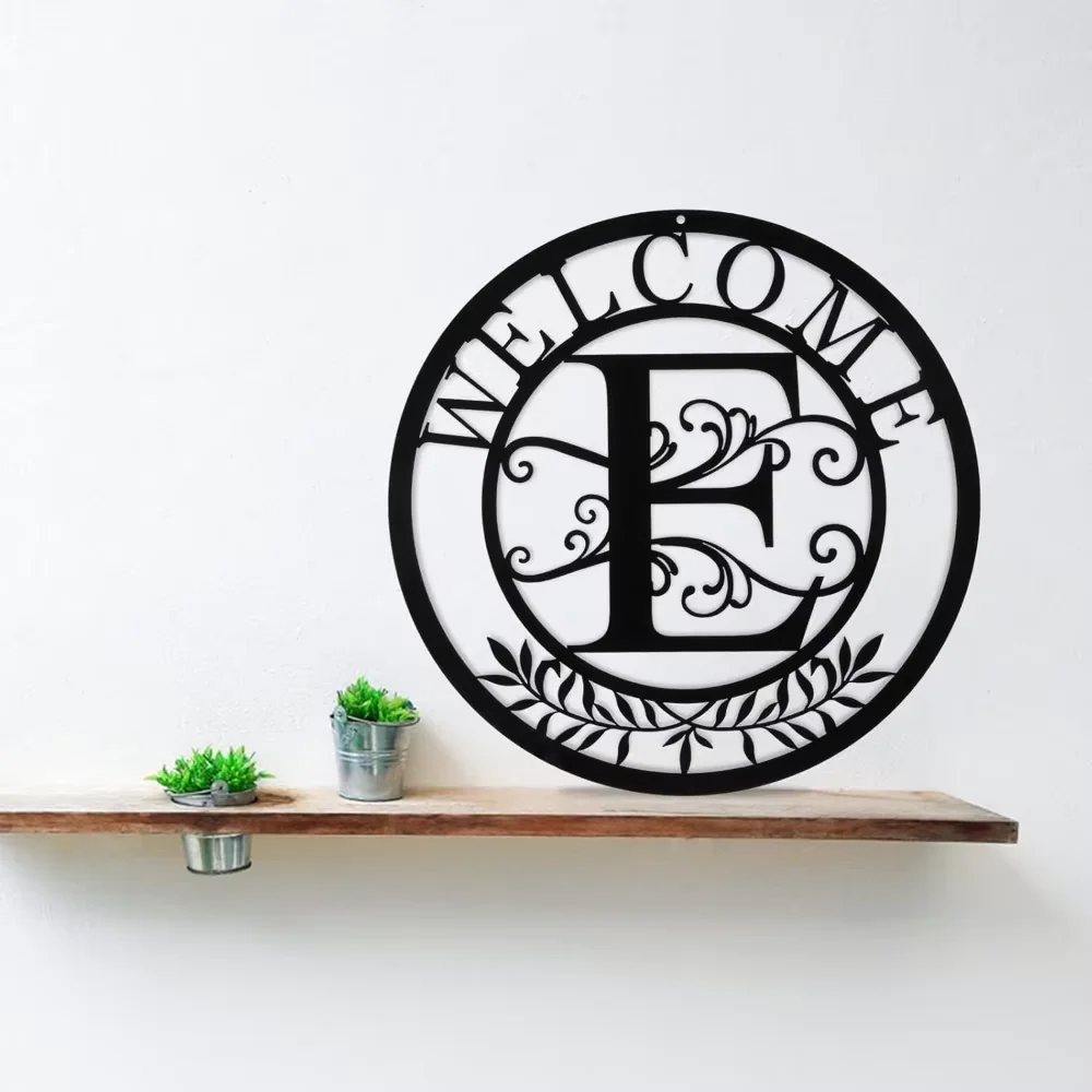 

Metal Initial Welcome Sign Custom as Memorable Outdoor Accent Monogrammed, Functional & Stylish, for Family Gatherings & Gifts
