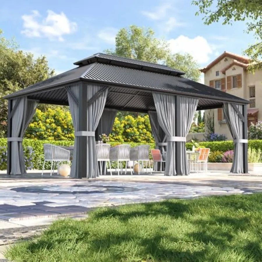 12x20 Feet Outdoor All-Aluminum Gazebo Dark Gray