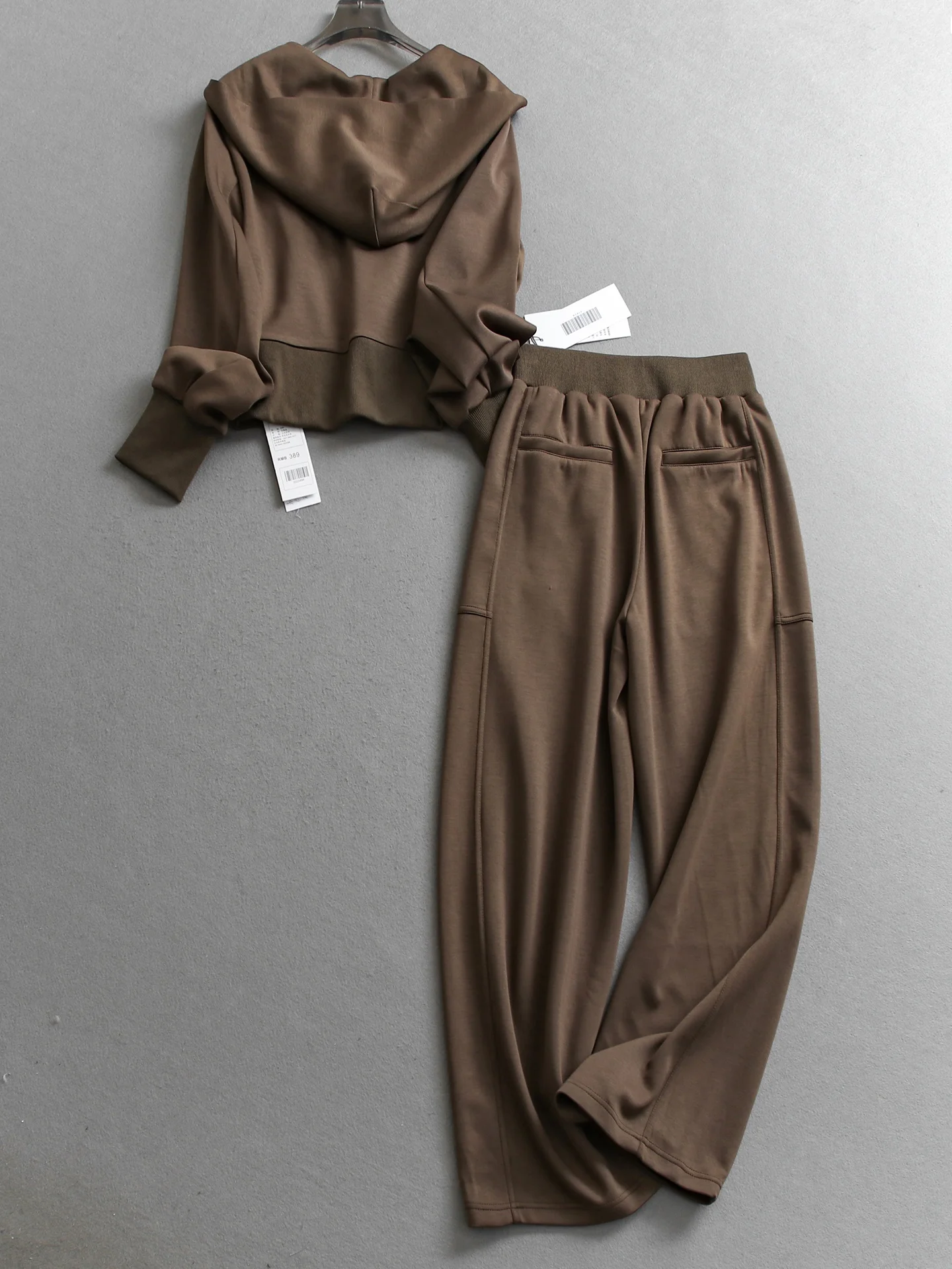 Casual Sporty Long Sleeve Hoodie Women's Two-Piece Set  Color High Waist Wide Leg Pants Anti-Wrinkle Spring Fashion