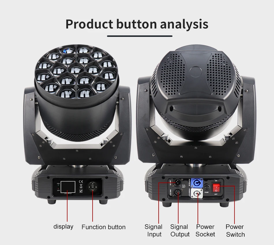 LED DMX Movingheads 19x25W RGBW 4in1 BEE Eye LED Beam Wash Zoom Moving Head Club Konzert Bar Licht – Detail 6