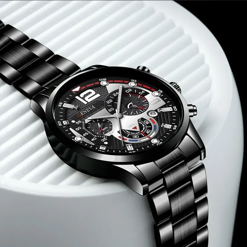Модные модные мужские часы с ремешком из нержавеющей стали, классические персонализированные мужские кварцевые часы с цифровым календарем