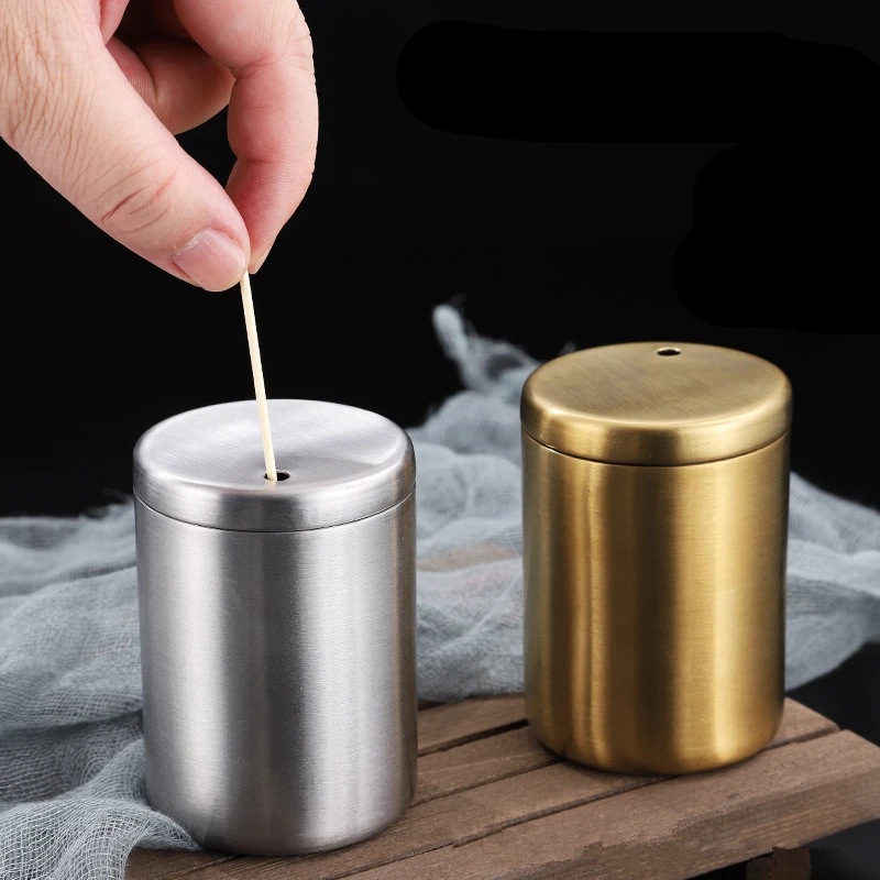 Nordic Style Stainless Steel Toothpick Holder Thickened Drop Resistant Sundries Storage Tube Household Desktop Storage Tool