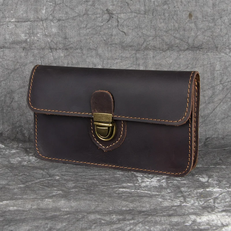 Wild Horse Leather Genuine Leather Mobile Phone Wallet Outer Layer Cowhide Bag Construction Site Work Bag