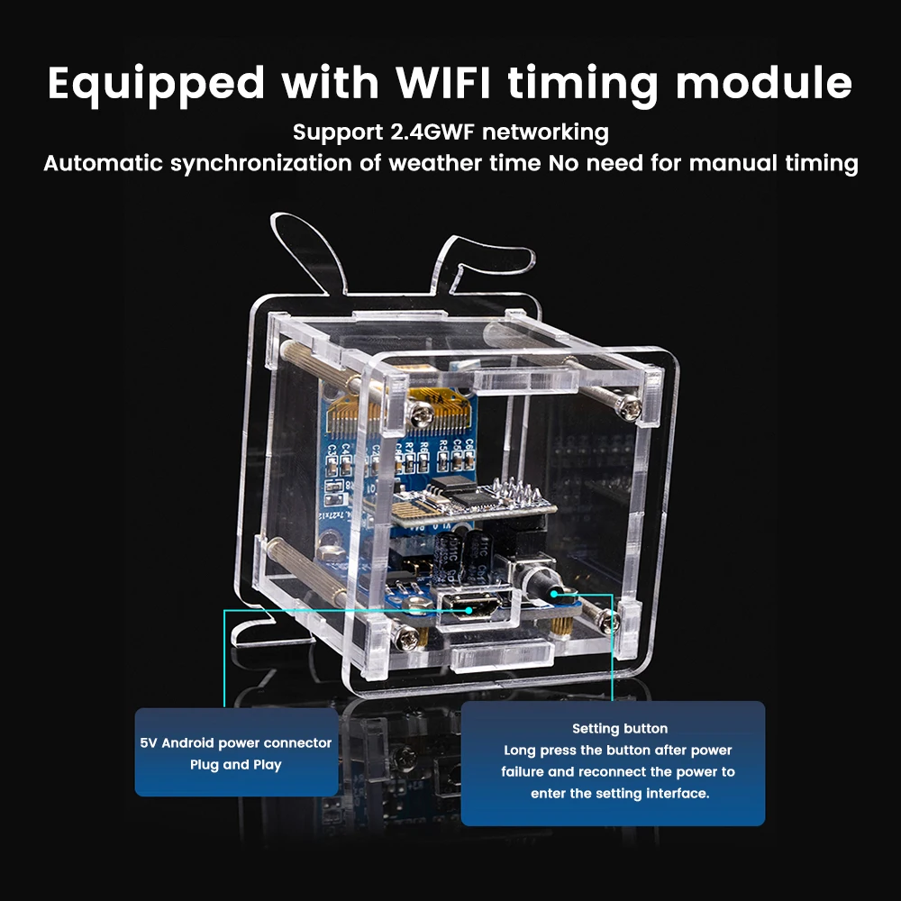 ESP8266 Mini Electronic Clock Diy Kit 0.96 Inch OLED Display Support 2.4G Wifi Networking With Case Fun DIY Soldering Project