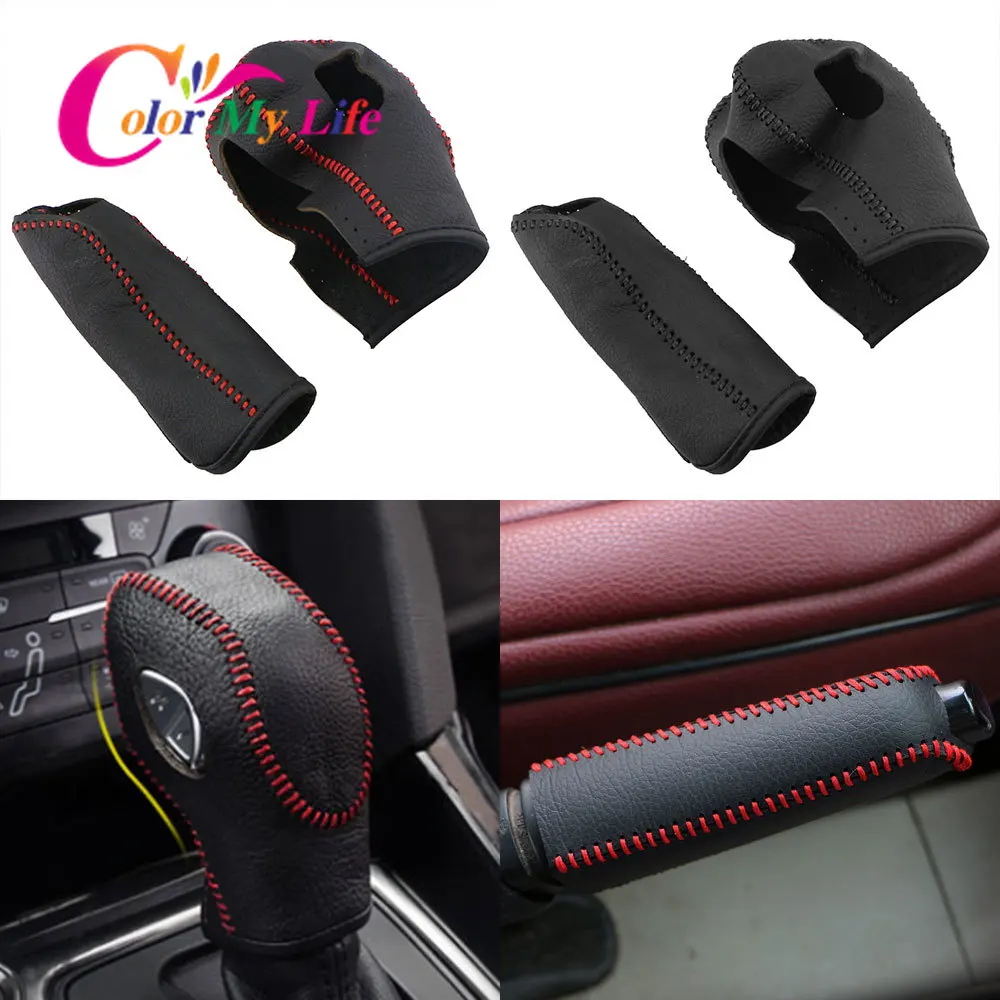 

Color My Life Leather AT Gear Head Shift Knob Case Cover Gear Collars for Ford New Fiesta MK7 2009 - 2015 Ecosport 2012 - 2017