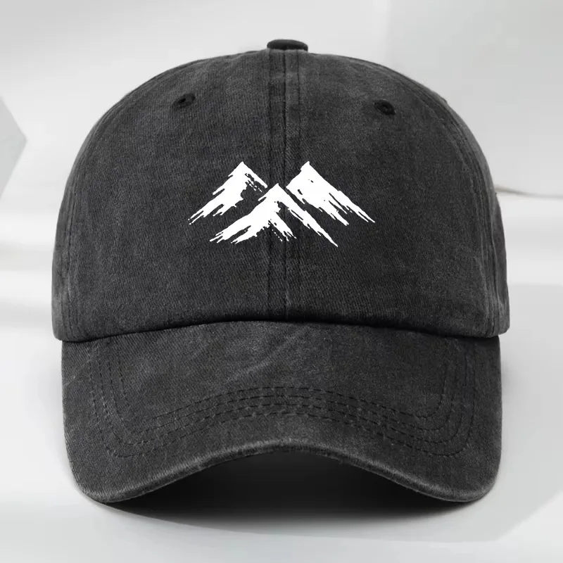 2026 Interesting baseball cap, mountain print, outdoor men's casual sports, breathable duckbill cap, washed retro sun hat