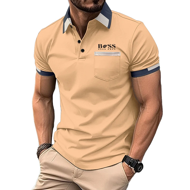 Boutique Poio Herren Top Kurzarm Knopf Kragen T-Shirt modischen lässigen Stil bequeme atmungsaktive schweiß ableitende Sportarten