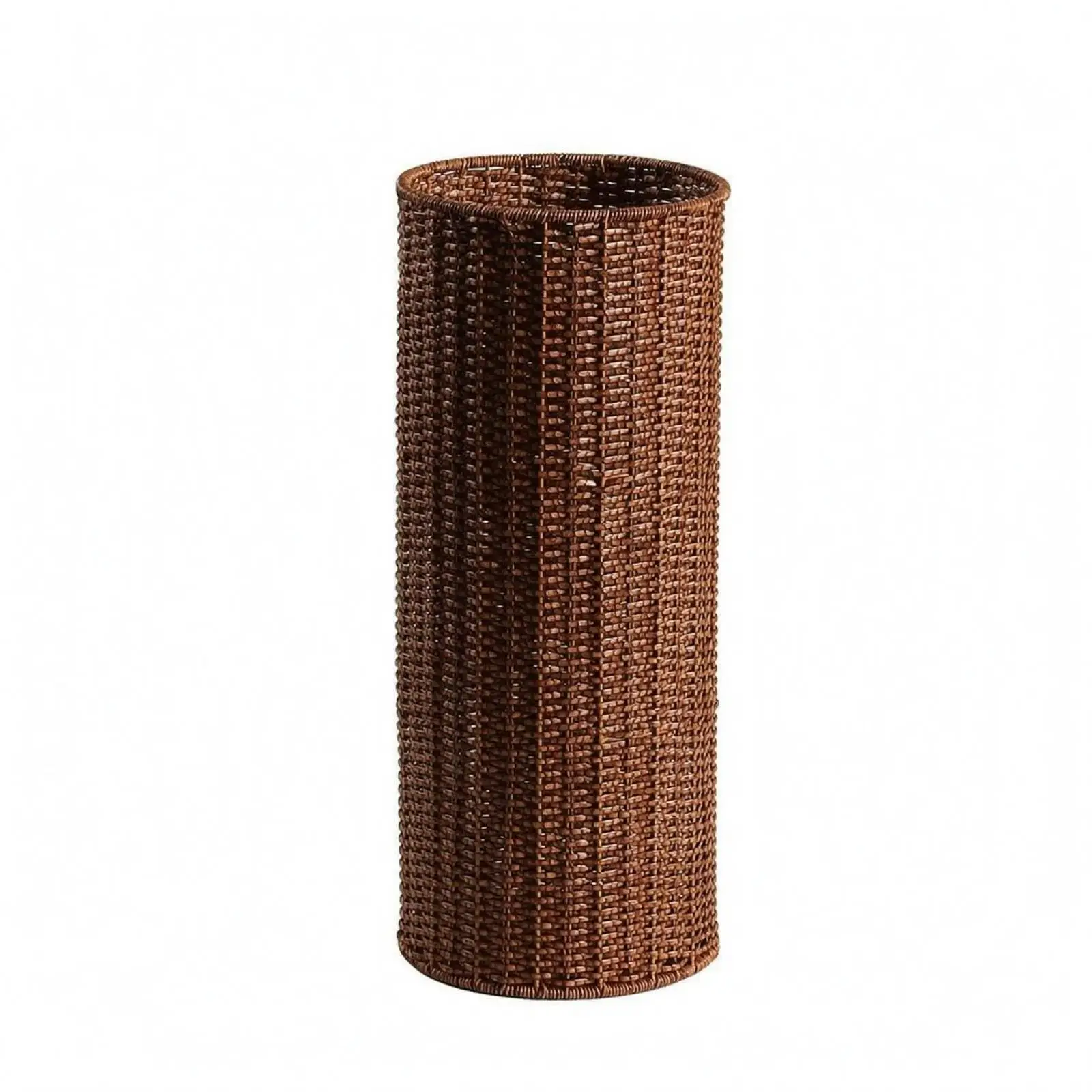 Entryway Storage Bin Umbrella Stand with Hazelnut Finish for Home Corner and Porch Use