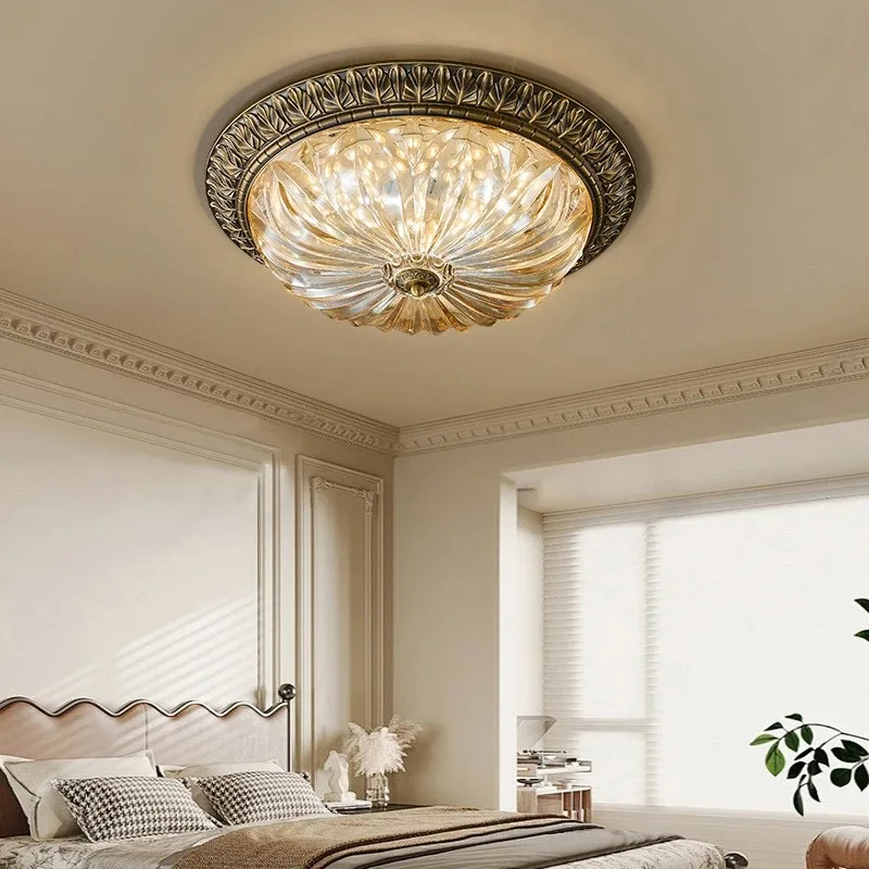 Nordic Vintage Copper Chandelier Lighting For Living Room Dining Kitchen Corridor Balcony Study Home Decoration Led Ceiling Lamp