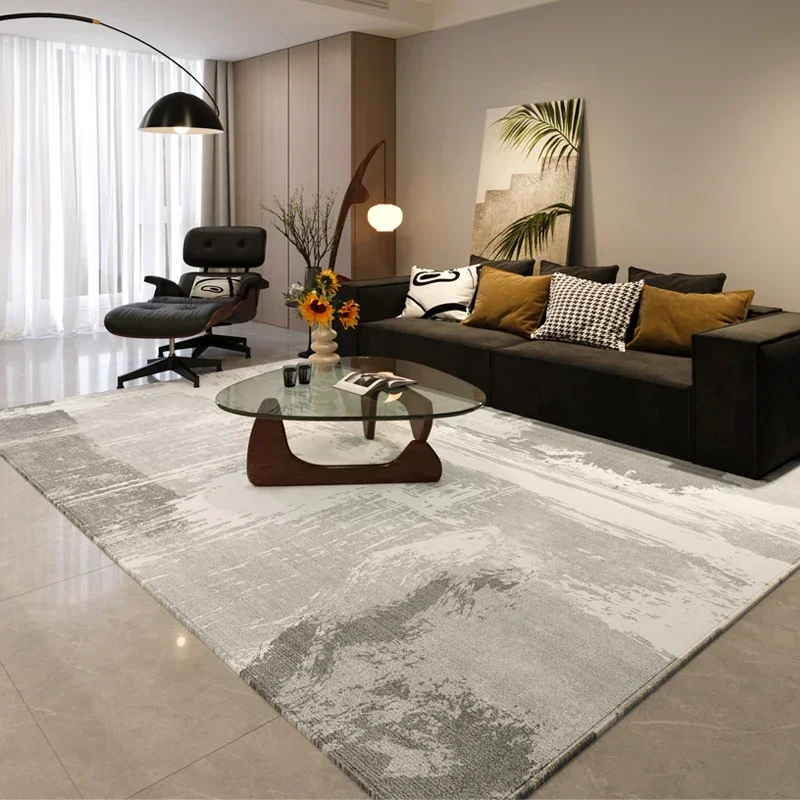 Living room floor mat light luxury coffee table leave-in black and white waterproof erasable