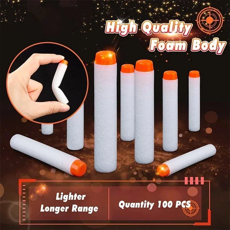 화이트 솔리드 라운드 헤드 총알 7.2cm N-스트라이크 엘리트 시리즈 블래스터용 폼 EVA 리필 다트 어린이 장난감 총 액세서리