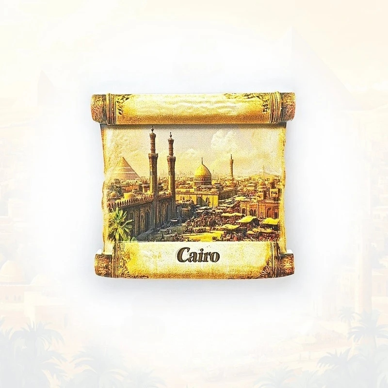 Cairo Papyrus Fridge Magnet - 3D Ancient Egyptian Souvenir Hieroglyphic Scroll Decor Unique Nile Gift with Strong Magnet