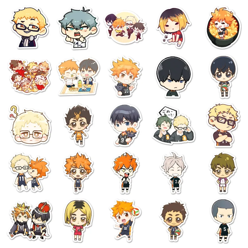 ¡51 piezas Haikyu! Hinata Shoyo Kageyama Tobio pegatinas autoadhesivas de Anime Manga dibujos animados Kawaii dibujo decoraciones para garabatos