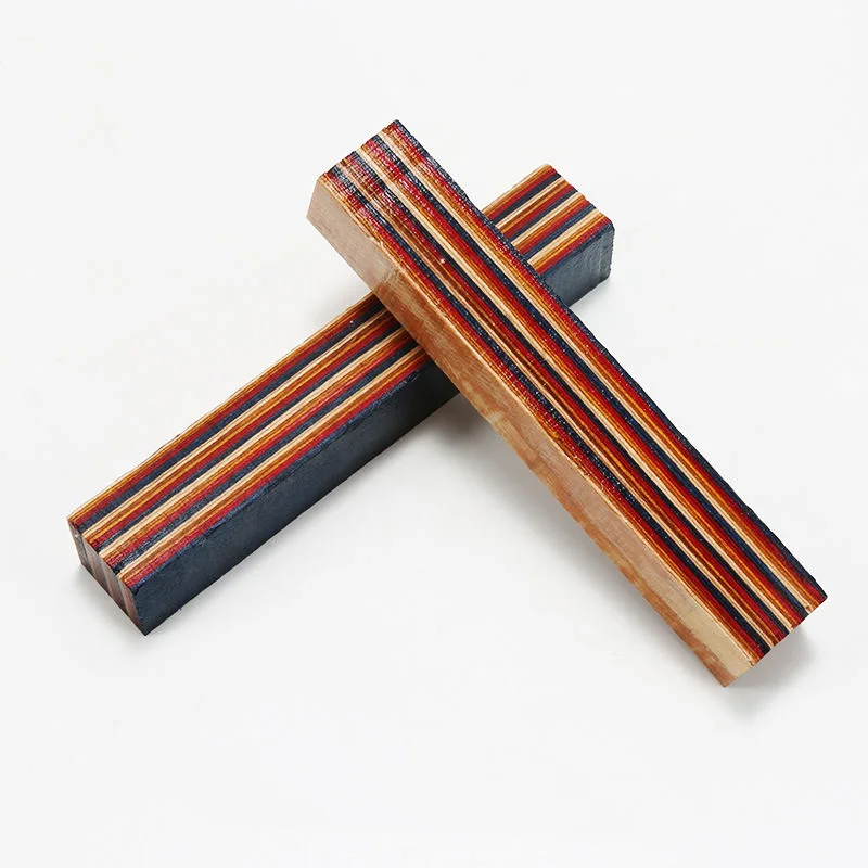Colored wood Colored Solid Wood Multi-layer Compressed Wood Pen Knife Handle Buddha Bead Carving Materials Colorful Material image 3