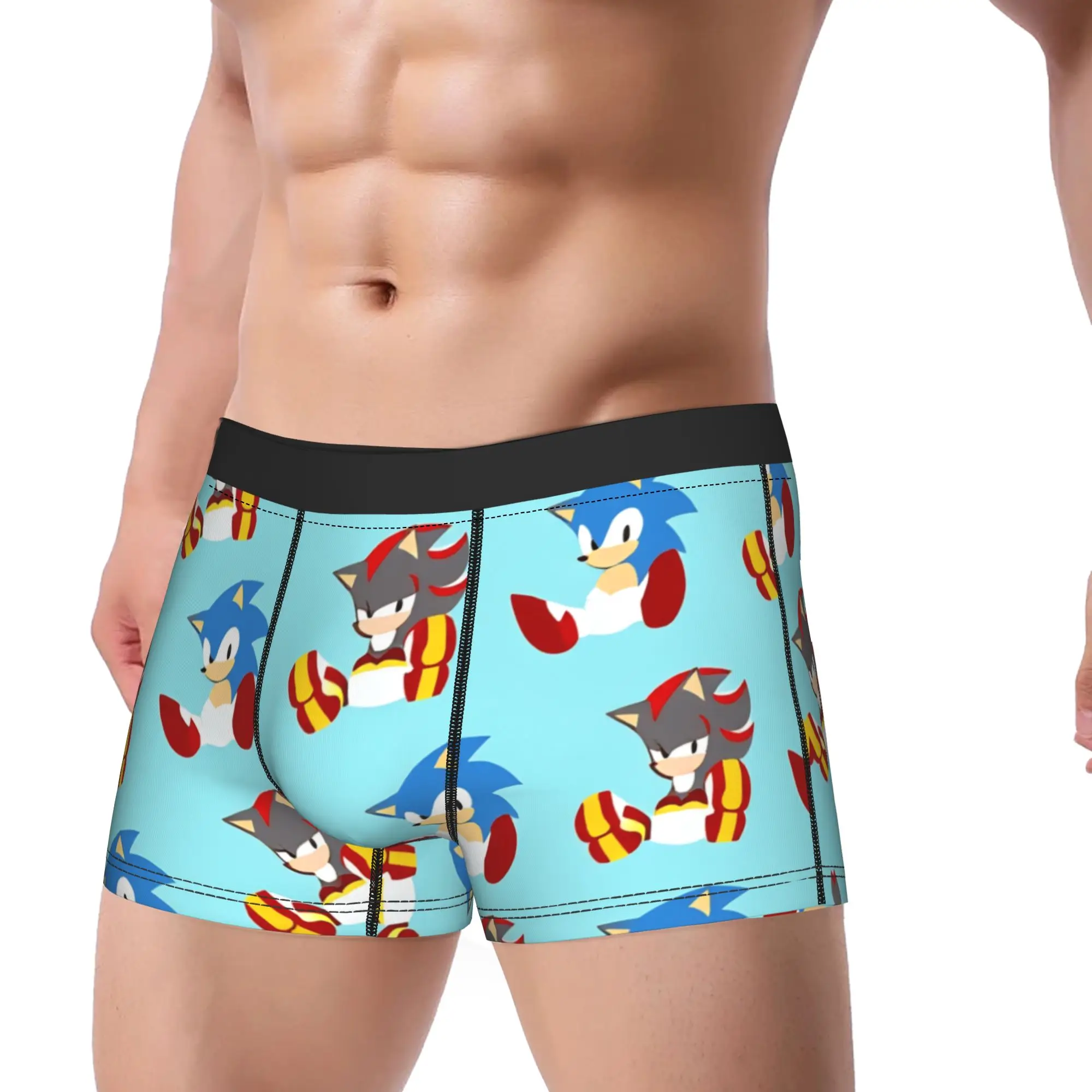Cartoon Hedgehog S-Sonicsss Trunk  3D Pouch Underwear High Quality Pattern Shorts Briefs Comfortable Men Underpants Plus Size