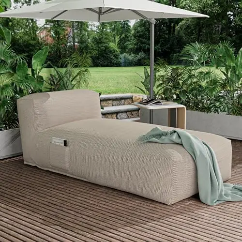 Outdoor Bean Bag Lounger Daybed Lazy Sofa Bed for Pool Patio | Water-Resistant Lounge Chair Foam Filling Sunbed Couch