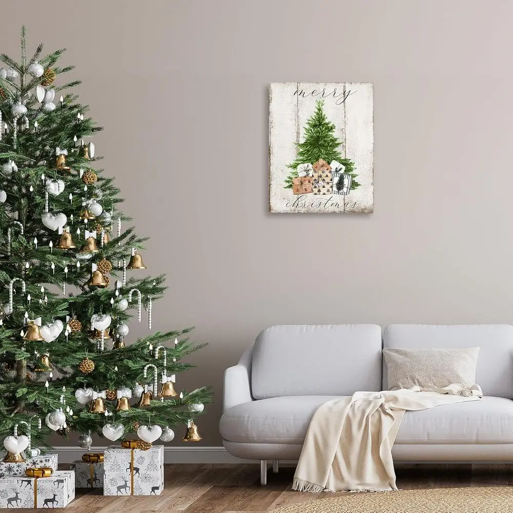 Rustic Distressed 24x30 Christmas Tree Art by Deborah Brown on Canvas