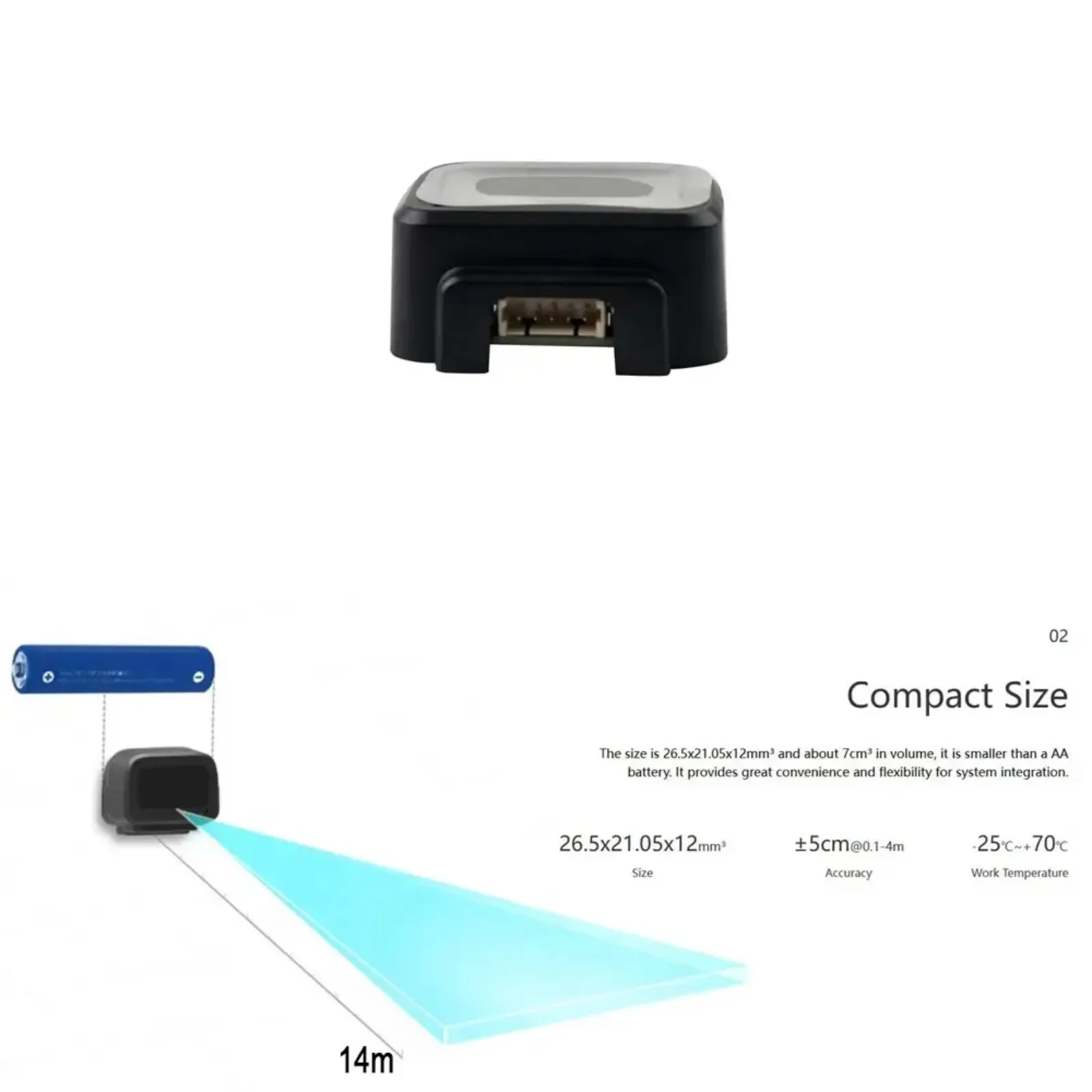 베뉴웨이크 TF-NOVA LiDAR 센서 14m 범위 라인 레이저 PToF 기술 UART/I2C 인터페이스 방수 로봇용