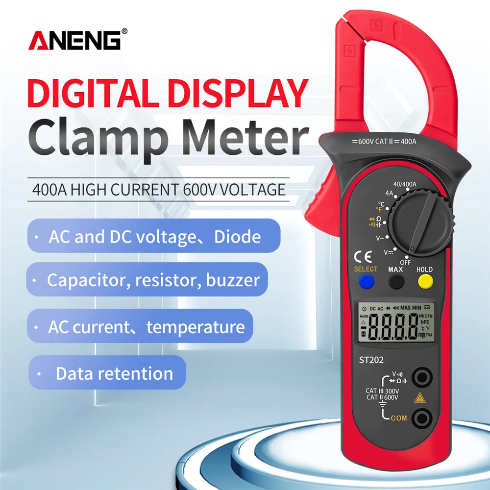 ANENG ST202 Professional Multimeter Clamp AC/DC Clamp Meter Digital Voltmeter Ammeter Amperometric Clamp Tester for Electrician