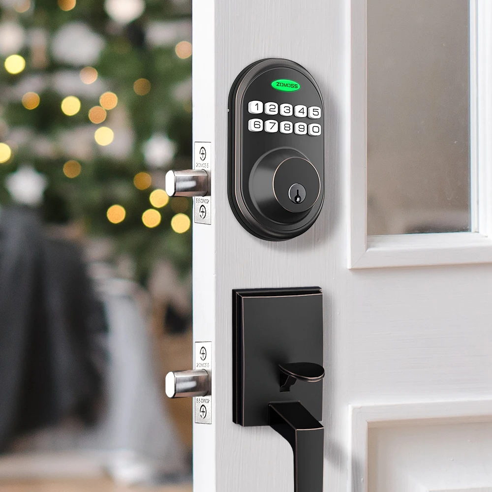 Toetsenbord Deurslot-Keyless Instap Deurslot-Zomoss Voordeur Slot Met Sleutel/20 Code Smart Deadbolt Lock-Auto Lock Eenvoudig Te Installeren