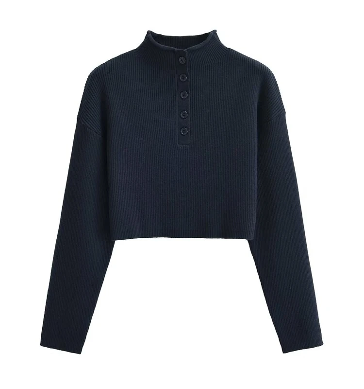 

Зима 2023, женский облегающий вязаный свитер с воротником-стойкой, универсальный длинный свек, модный повседневный топ