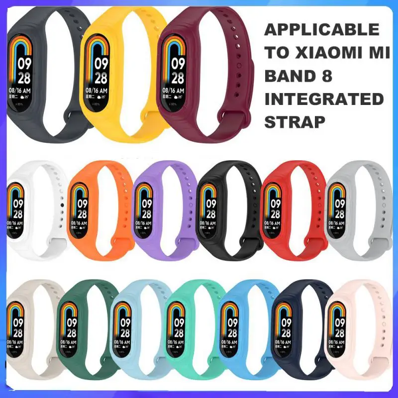 Silicone Watch Bands For Mi Band 8 Waterproof Soft Rubber Replacement Straps Multiple Colors Sport Wrist Straps For Men Women