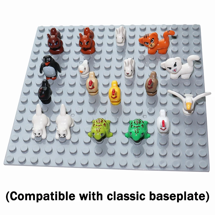 MOC Mini Animals Building Blocks Cock Cat Squirrel Turtle Bird Seagull Penguin Rabbit Figures City Farm Classic Bricks Toys