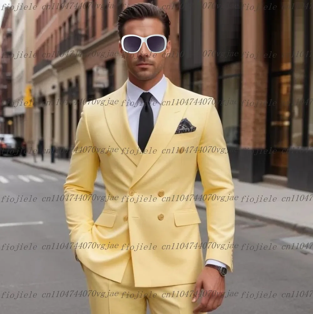 

Желтый мужской костюм по индивидуальному заказу, формальный случай, свадьба, вечеринка, жених, жених, деловой выпускной, мужские смокинги, комплект из 2 предметов, куртка, брюки