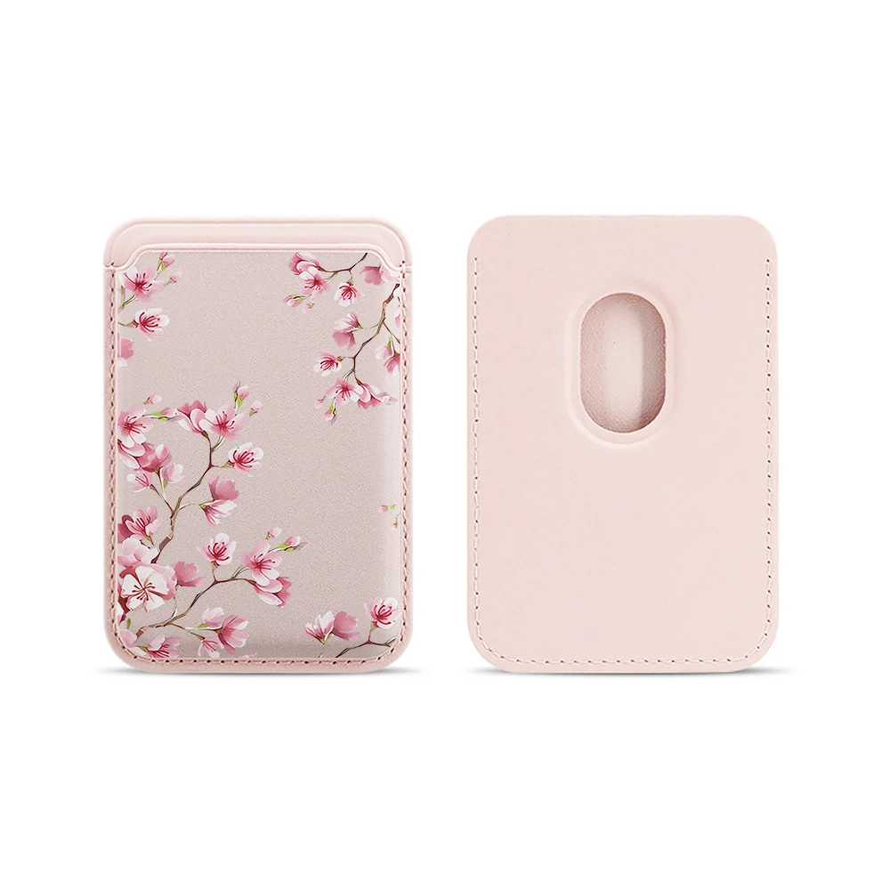 Kirschblüten-Leder-Kartenetui Handy-Kartenhalter Magnetische Hülle Geeignet für alle iPhone Magsafe-Karten-Handy-Rückseiten-Taschen – Detail 16