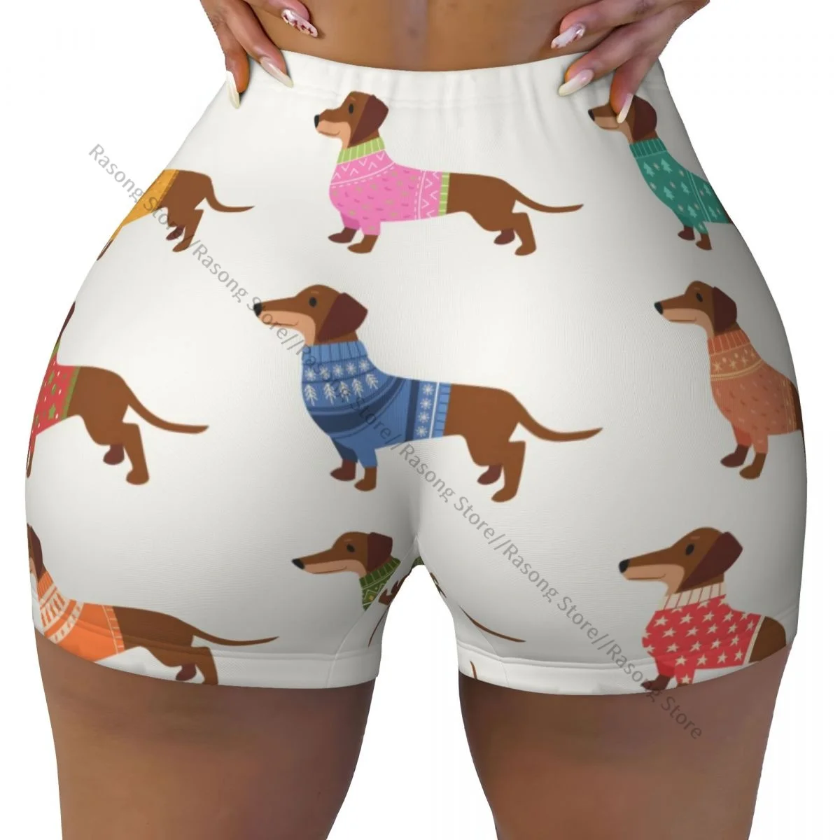 Pantalones cortos de yoga para mujer Invierno Dachshund Scrunch Booty Levantamiento de glúteos Confort Fitness Gimnasio