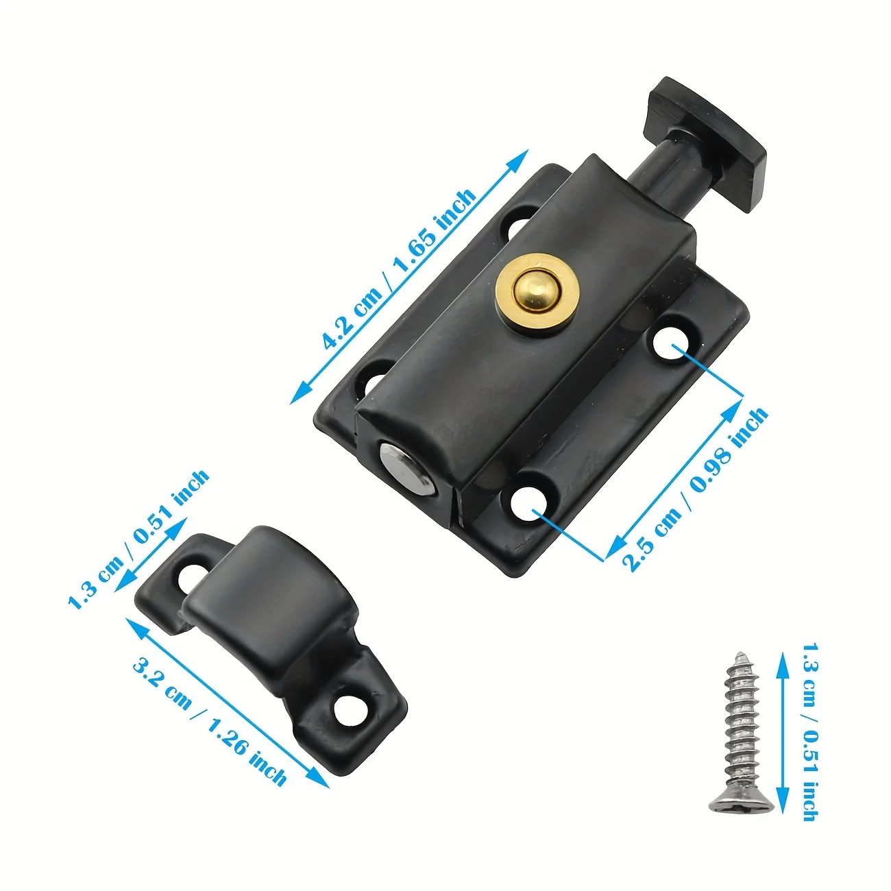 Gate Latches Stainless Steel Automatic Spring Slide Lock Black Sliding Lock Barrel Bolt With Screws Window Gate Security Latch