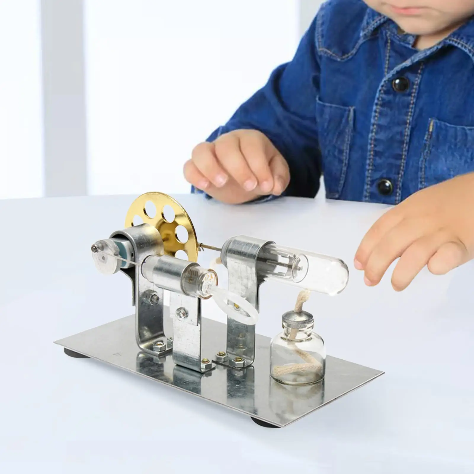 Hot Air Sterling Engine Model, Physics Science Experiment Toy, School DIY Steam Heat Education Model Toy for Children