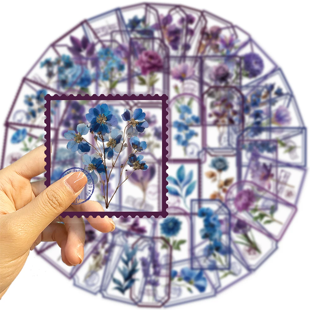 10/30/50pcs Creativo Fiore Viola Timbro Graffiti Adesivi Estetica FAI DA TE Skateboard Telefono Bagagli Laptop Retro PET Adesivo Decor