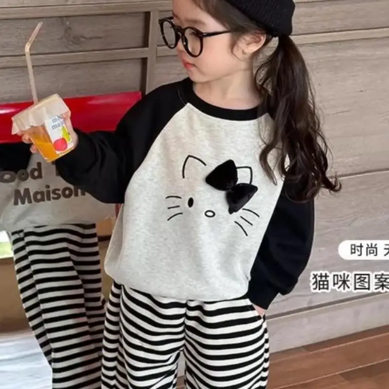 

Cinnamoroll Children T Shirt Set Kawaii Cartoon Spring Autumn New Anime Long Sleeved Trousers Casual Skin Friendly Soft Fashion